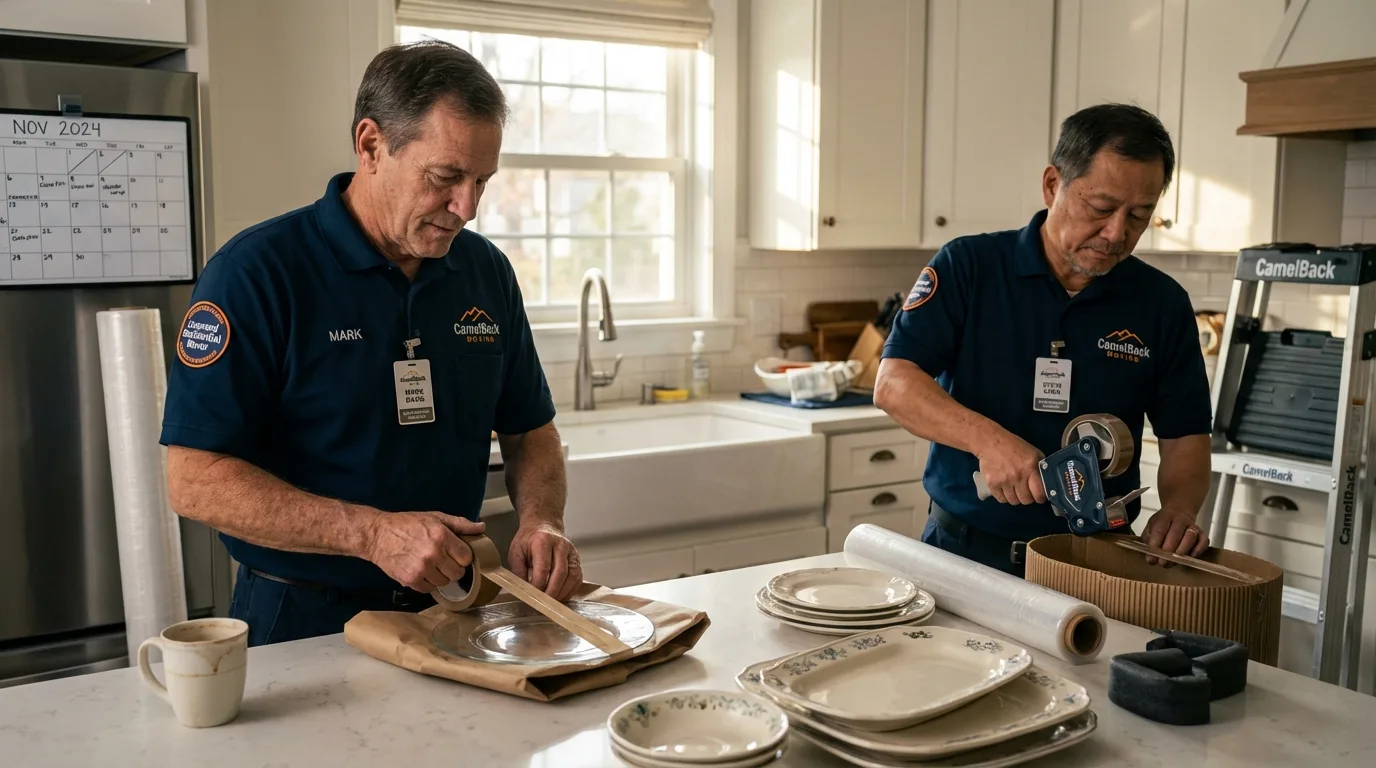 Professional crew packing kitchen dishware in Haynesville, LA